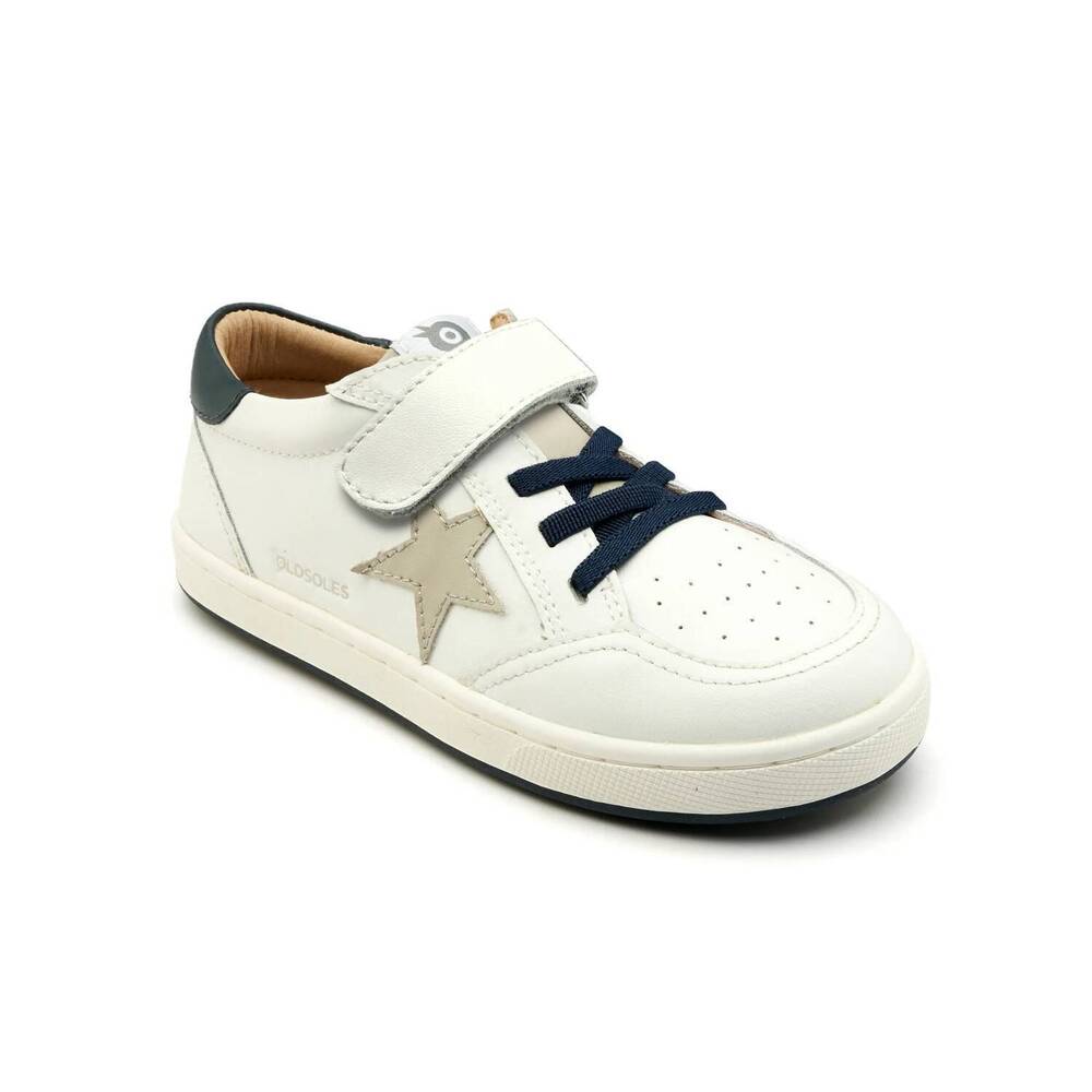 NEW OLDSOLES kid's platnium runner vl strap star sneakers in snow/gris/navy